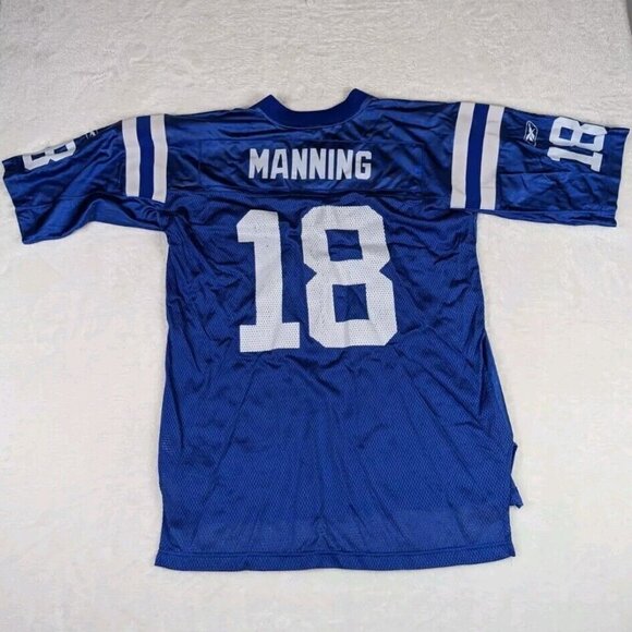 Indianapolis Colts Jersey L Peyton Manning #18 Mens Blue Reebok NFL Football - Picture 1 of 11